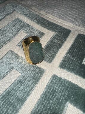 Gold Hammered Statement Ring with Black Druzy